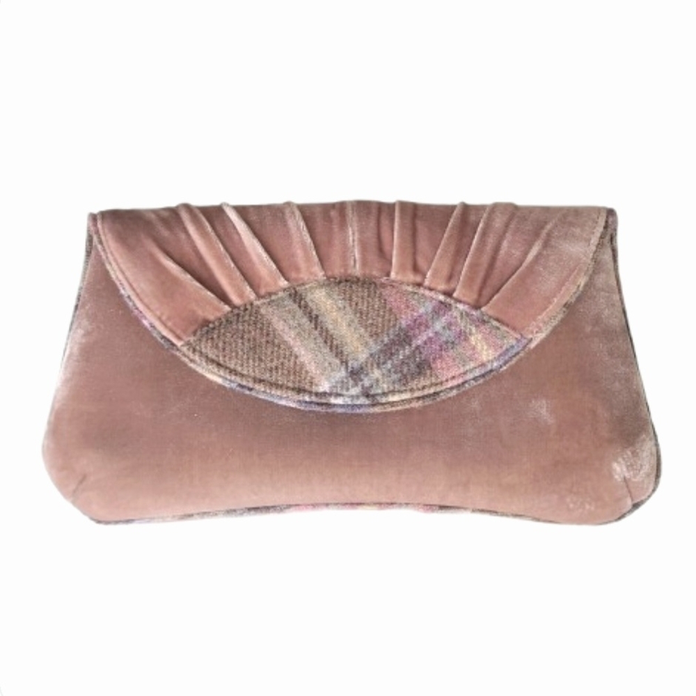 Elegant Pink/Salmon Velvet Clutch Bag